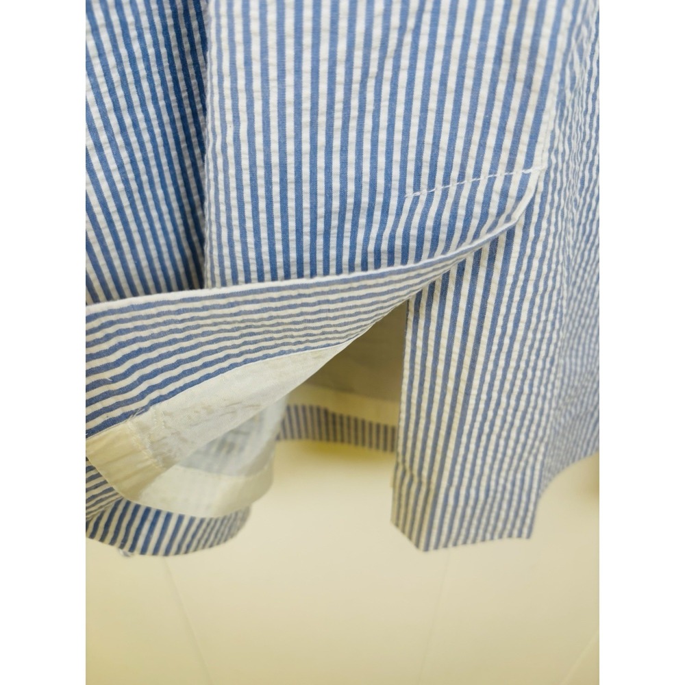 VTG Ann Taylor LOFT Blue White Striped Seersucker Sleeveless Dress Sz 12 Lined - Picture 6 of 10
